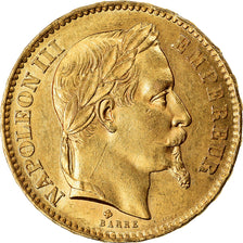 Moeda, França, Napoleon III, 20 Francs, 1867, Strasbourg, AU(55-58), Dourado