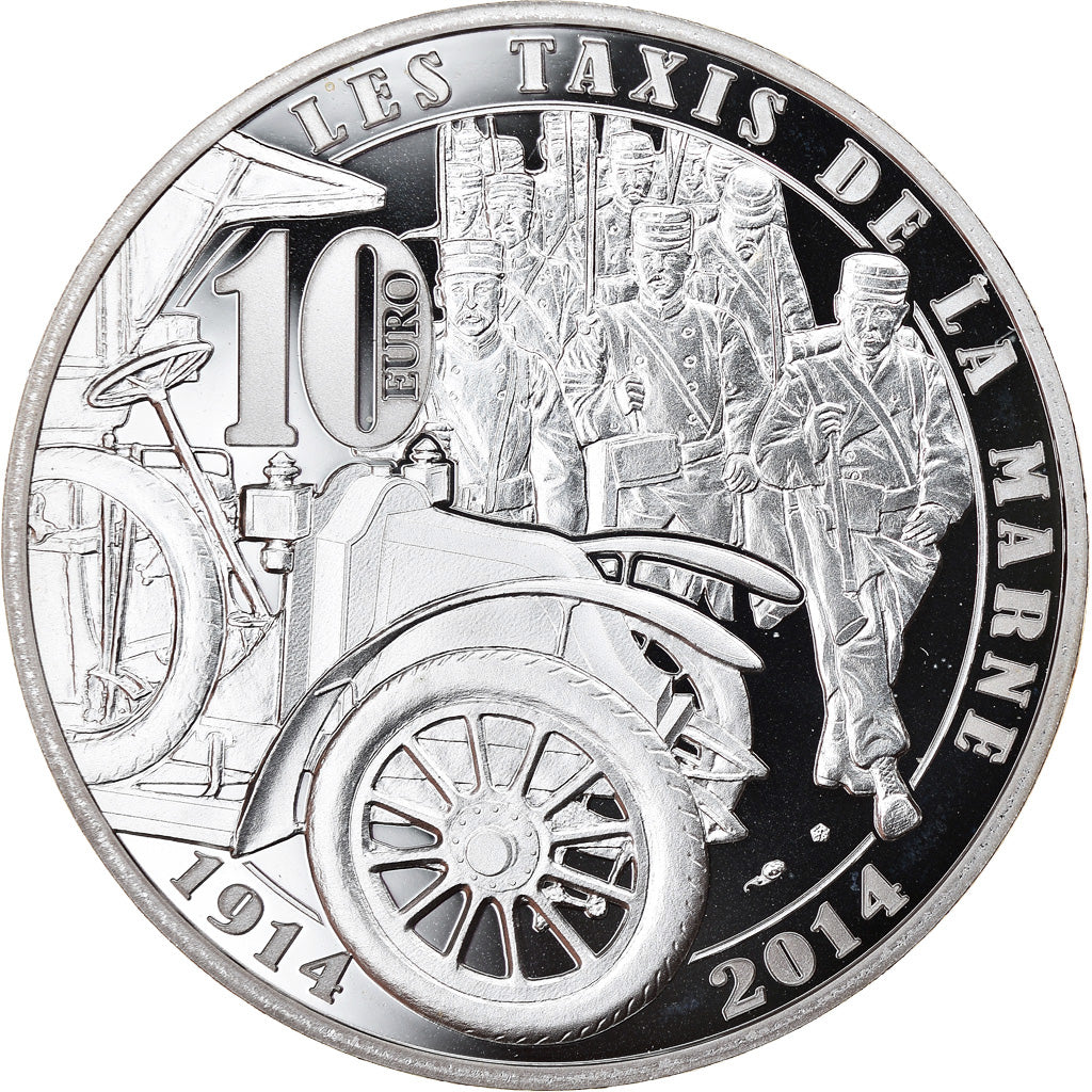 France, Monnaie de Paris, 10 Euro, Taxis de la Marne, 2014, Proof, MS(65-70)