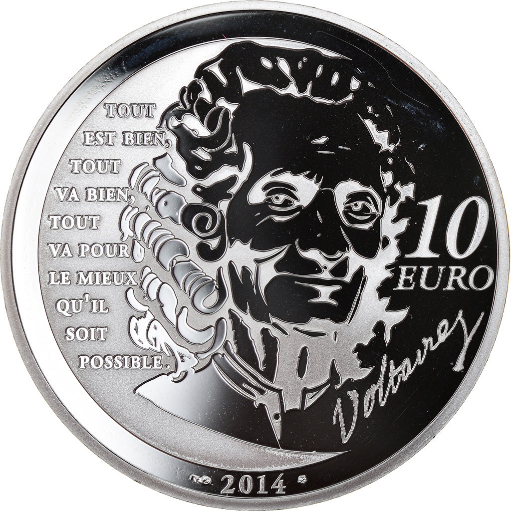France, Monnaie de Paris, 10 Euro, Candide, 2014, Proof, MS(65-70), Silver