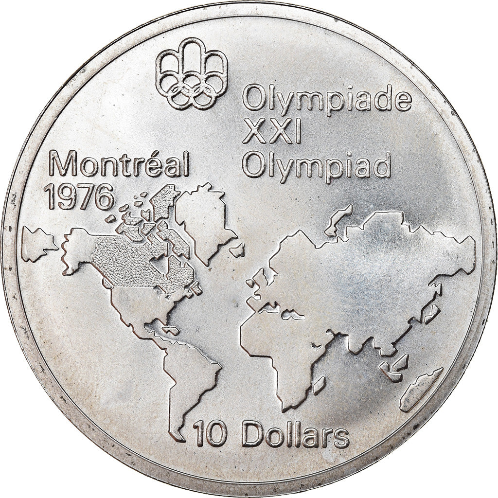 Coin, Canada, Elizabeth II, World map, 10 Dollars, 1973, Royal Canadian Mint