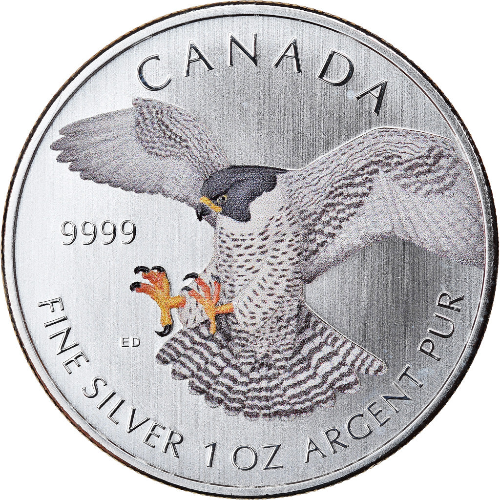Coin, Canada, Peregrine Falcon, 5 Dollars, 2014, 1 Oz, MS(65-70), Silver