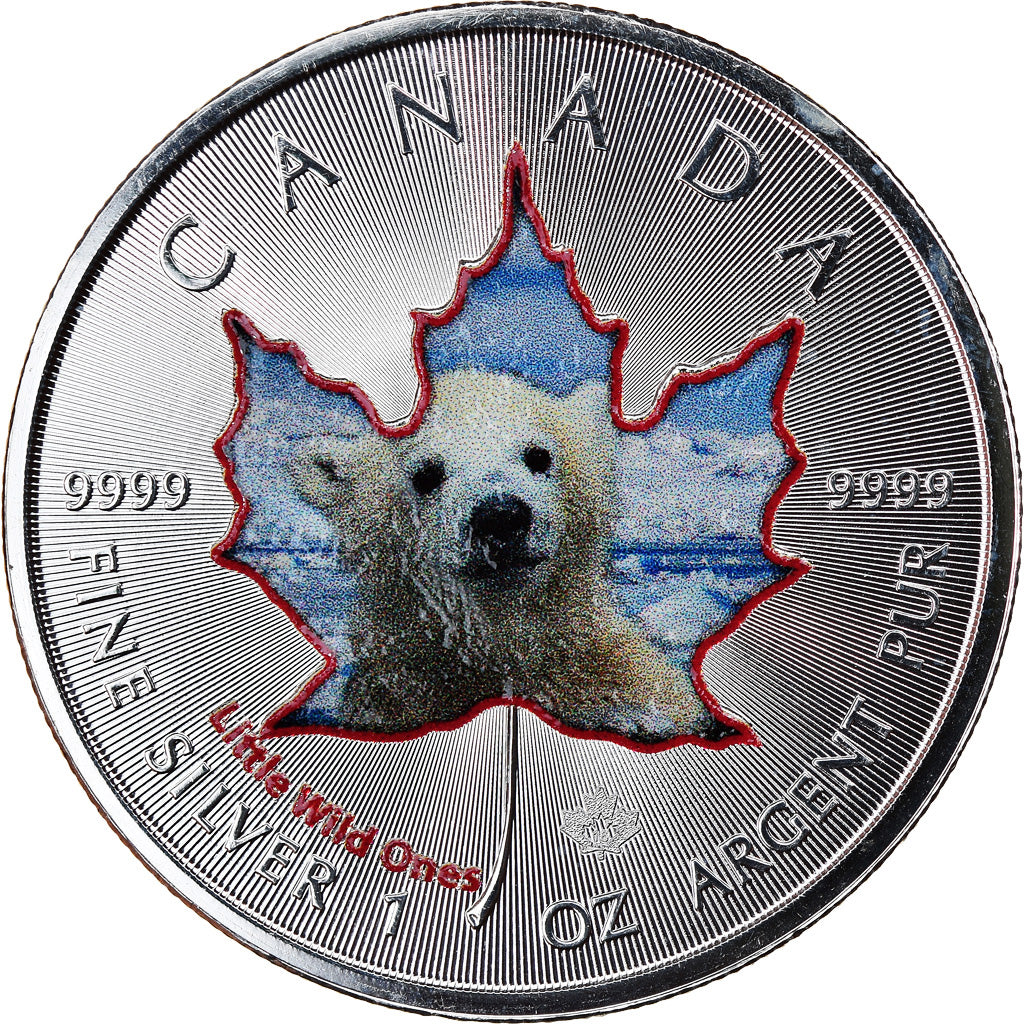 Coin, Canada, Maple Leaf, 5 Dollars, 2016, Little Wild Ones, Polar Bear