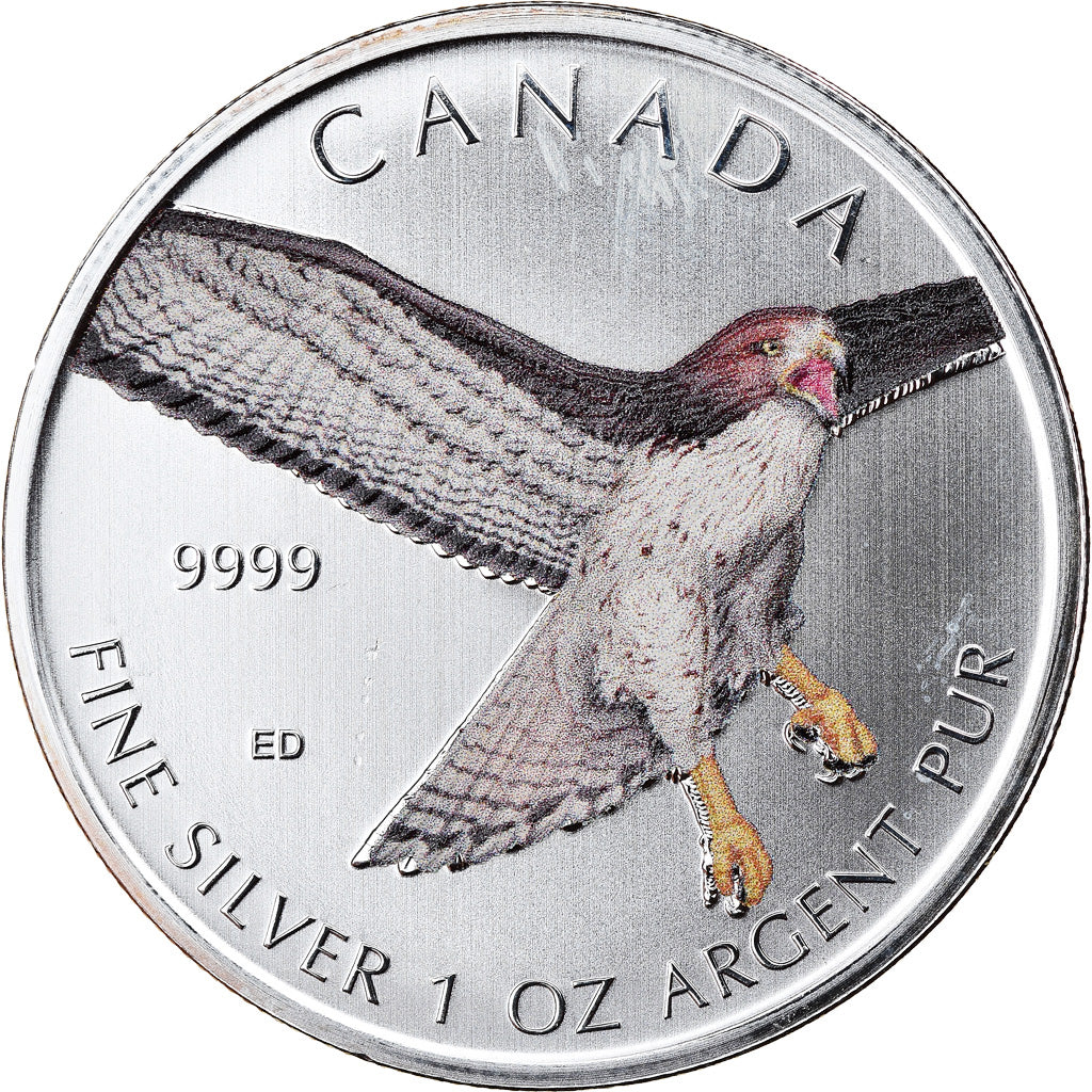 Moneda, Canadá, Red-tailed Hawk, 5 Dollars, 2015, 1 Oz, FDC, Plata