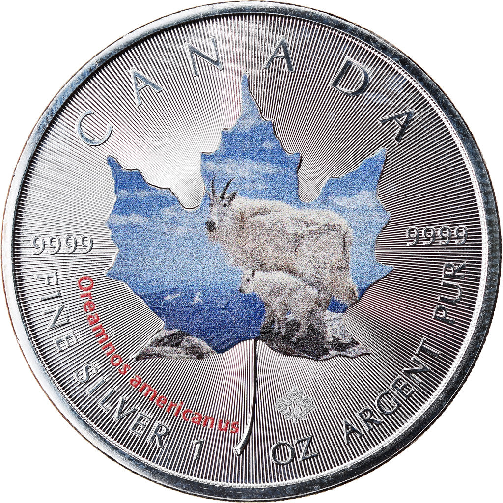 Moneda, Canadá, Maple Leaf, 5 Dollars, 2015, Oreamnos americanus, FDC, Plata