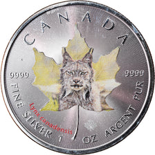 Moneda, Canadá, Maple Leaf, 5 Dollars, 2015, Lynx canadensis, FDC, Plata