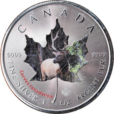 Coin, Canada, Maple Leaf, 5 Dollars, 2015, Cervus canadensis, MS(65-70), Silver