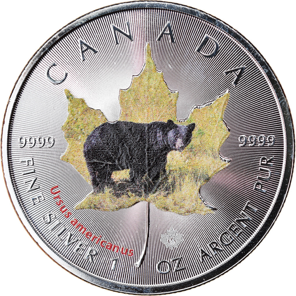 Munten, Canada, Maple Leaf, 5 Dollars, 2015, Ursus americanus, FDC, Zilver