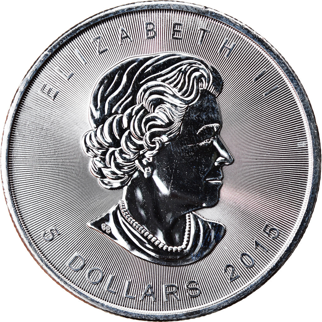 Coin, Canada, Maple Leaf, 5 Dollars, 2015, Castor canadensis, MS(65-70), Silver