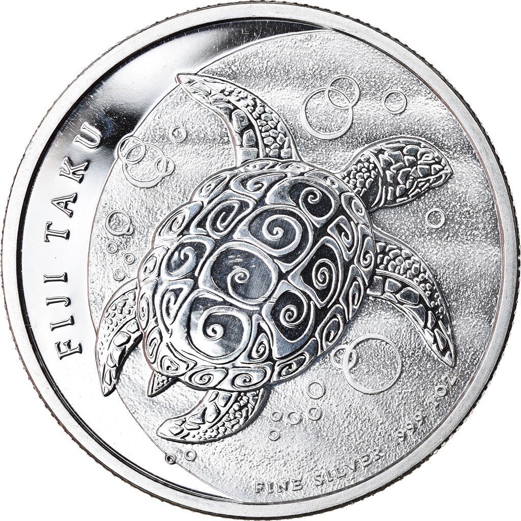 Coin, Fiji, Elizabeth II, Hawksbill Turtle, 2 Dollars, 2013, 1 Oz, MS(65-70)
