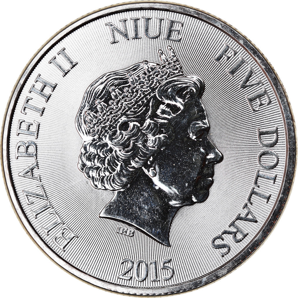 Coin, Niue, Elizabeth II, Hawksbill Turtle, 5 Dollars, 2015, 2 Oz, MS(65-70)