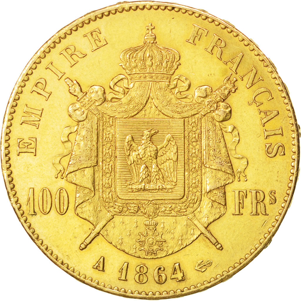 Second Empire, 100 Francs Or Napoléon III, tête laurée, 1864 A, KM 802.1