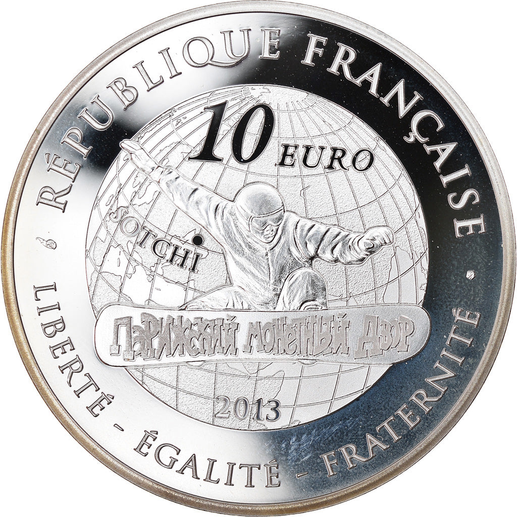France, Monnaie de Paris, 10 Euro, Jeux d'hiver, Snowboard, 2013, Proof, FDC
