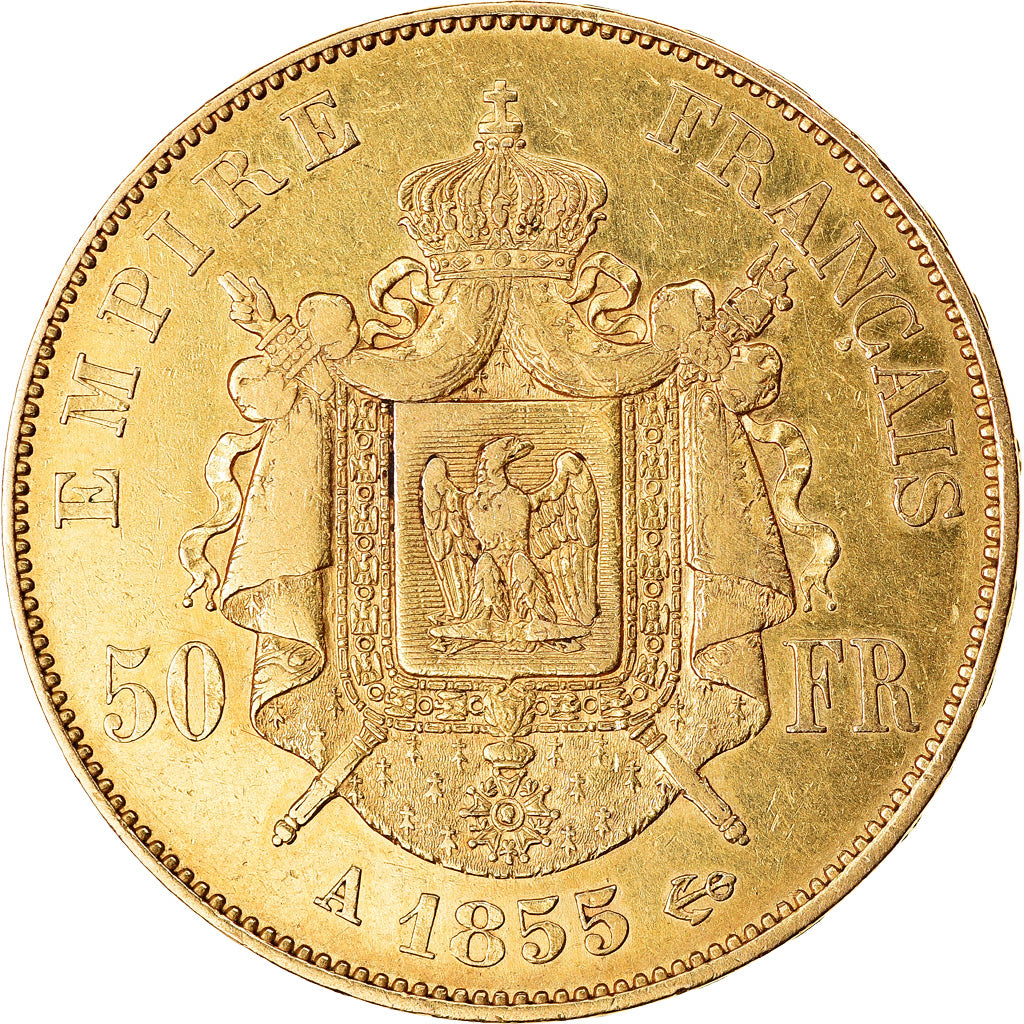 Coin, France, Napoleon III, 50 Francs, 1855, Paris, EF(40-45), Gold, KM:785.1