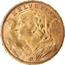 Moneta, Szwajcaria, 20 Francs, 1914, Bern, MS(63), Złoto, KM:35.1