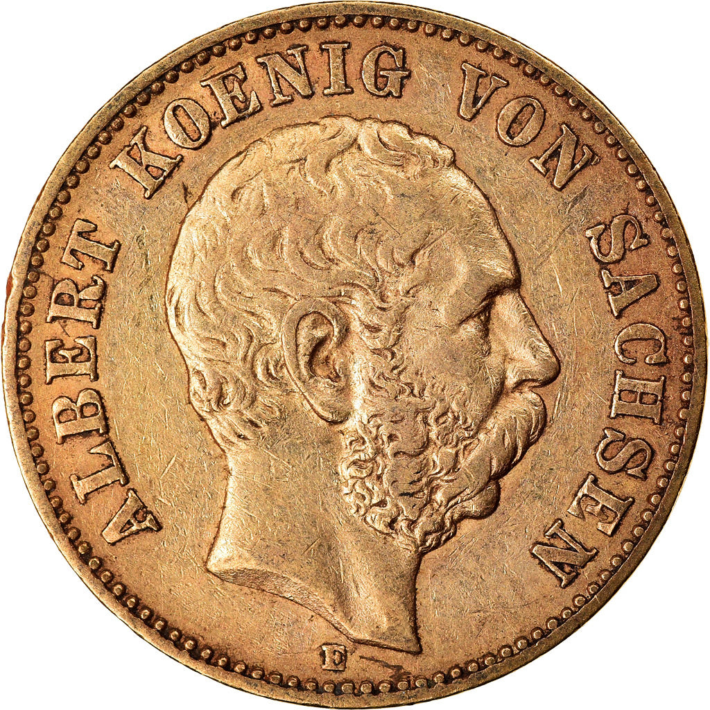 Moneda, Estados alemanes, SAXONY-ALBERTINE, Albert, 20 Mark, 1876, MBC, Oro