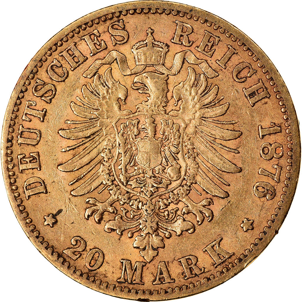 Moneda, Estados alemanes, SAXONY-ALBERTINE, Albert, 20 Mark, 1876, MBC, Oro