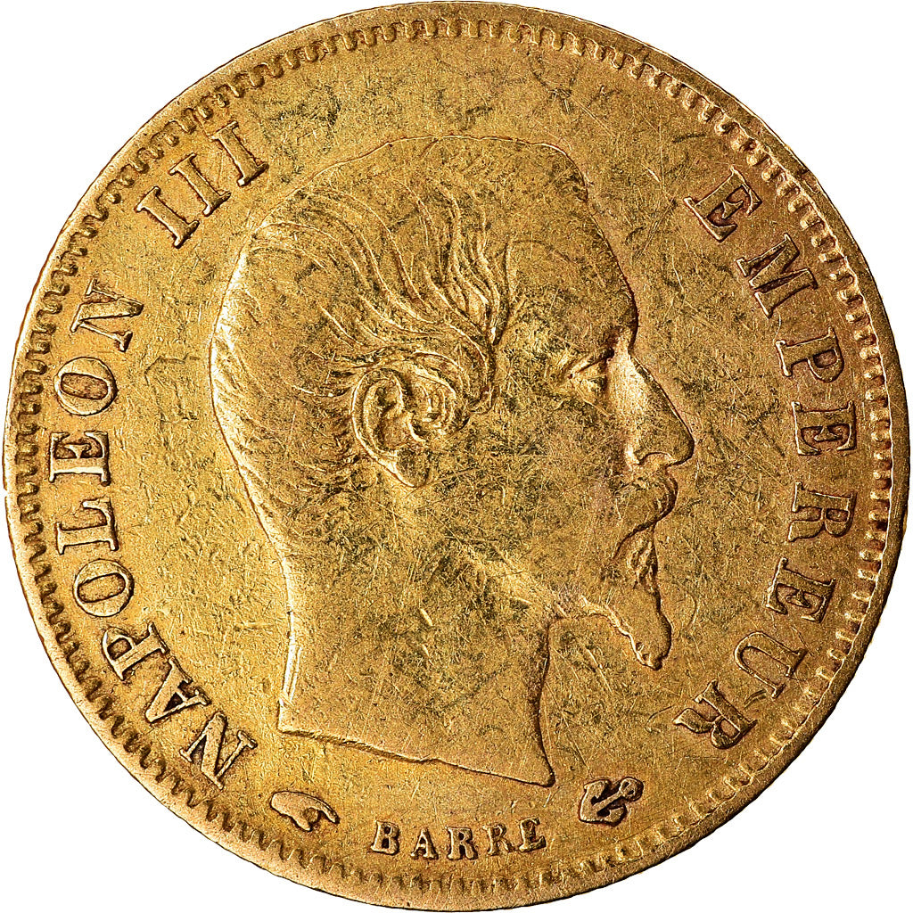 Münze, Frankreich, Napoleon III, 5 Francs, 1858, Paris, S+, Gold, KM:787.1
