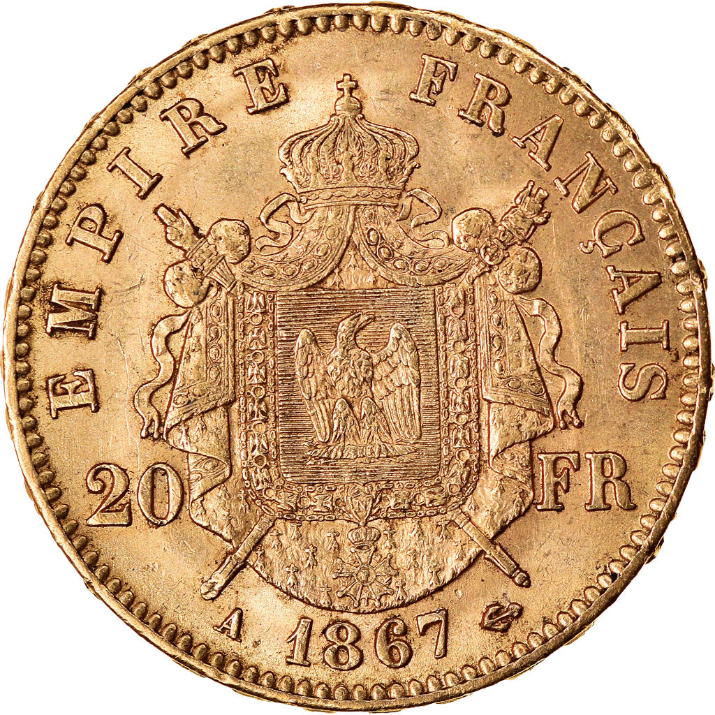 Monnaie, France, Napoleon III, 20 Francs, 1867, Paris, TTB+, Or, Gadoury:1062