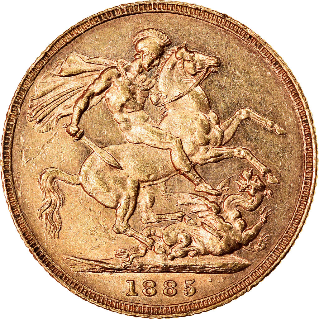 Moneda, Australia, Victoria, Sovereign, 1885, Melbourne, MBC+, Oro, KM:7
