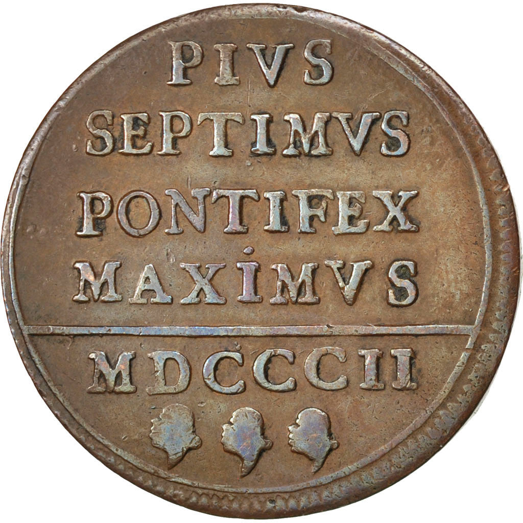 ITALIAN STATES, Baiocco, 1802, KM #1267, EF(40-45), Copper, 13.02