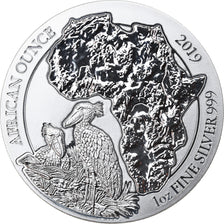 Coin, Rwanda, Shoebill, 50 Francs, 2019, 1 Oz, MS(65-70), Silver