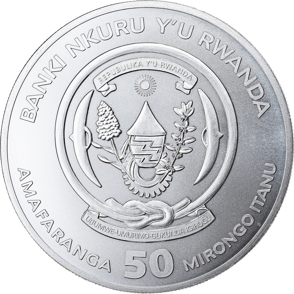 Coin, Rwanda, Shoebill, 50 Francs, 2019, 1 Oz, MS(65-70), Silver