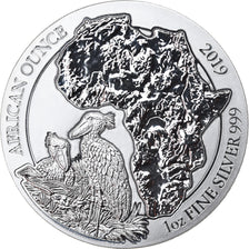 Coin, Rwanda, Shoebill, 50 Francs, 2019, 1 Oz, MS(65-70), Silver