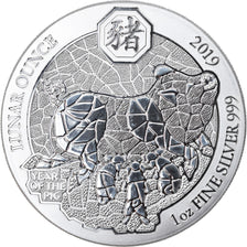 Coin, Rwanda, Year of the Pig, 50 Francs, 2019, 1 Oz, MS(65-70), Silver