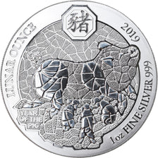 Coin, Rwanda, Year of the Pig, 50 Francs, 2019, 1 Oz, MS(65-70), Silver