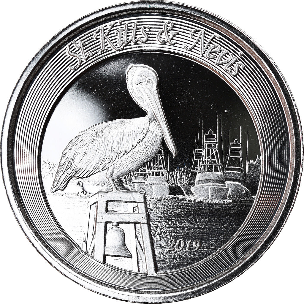 Coin, SAINT KITTS & NEVIS, Brown Pelican, 2 Dollars, 2019, 1 Oz, MS(65-70)