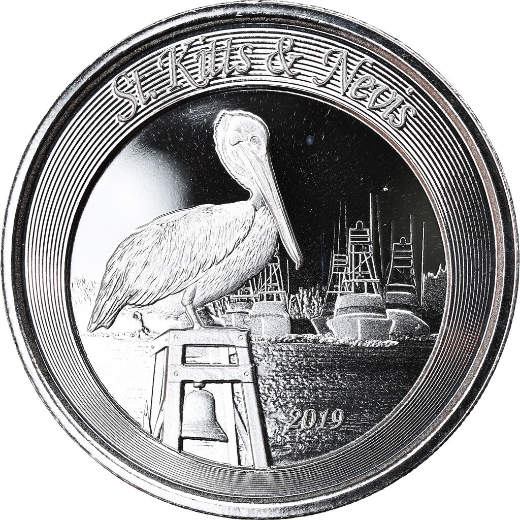 Coin, SAINT KITTS & NEVIS, Brown Pelican, 2 Dollars, 2019, 1 Oz, MS(65-70)