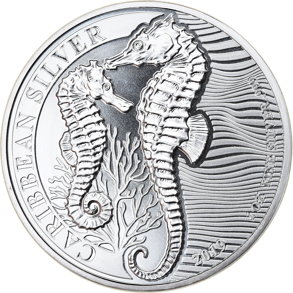 Coin, Barbados, Seahorse, 1 Dollar, 2019, 1 Oz, MS(65-70), Silver