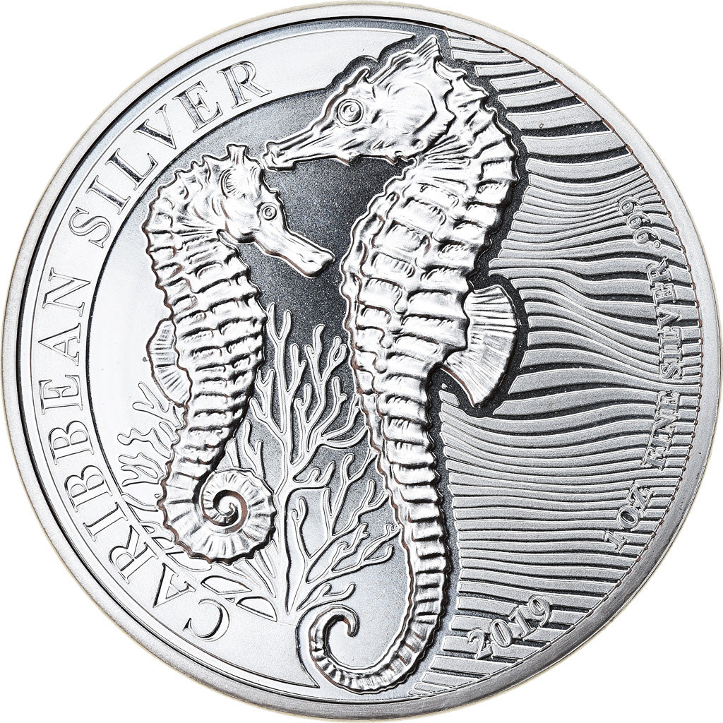 Coin, Barbados, Seahorse, 1 Dollar, 2019, 1 Oz, MS(65-70), Silver