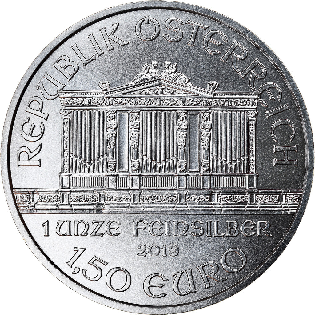Coin, Austria, Philharmonic Orchestra, 1-1/2 Euro, 2019, 1 Oz, MS(65-70), Silver
