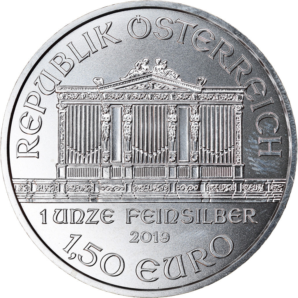 Coin, Austria, Philharmonic Orchestra, 1-1/2 Euro, 2019, 1 Oz, MS(65-70), Silver