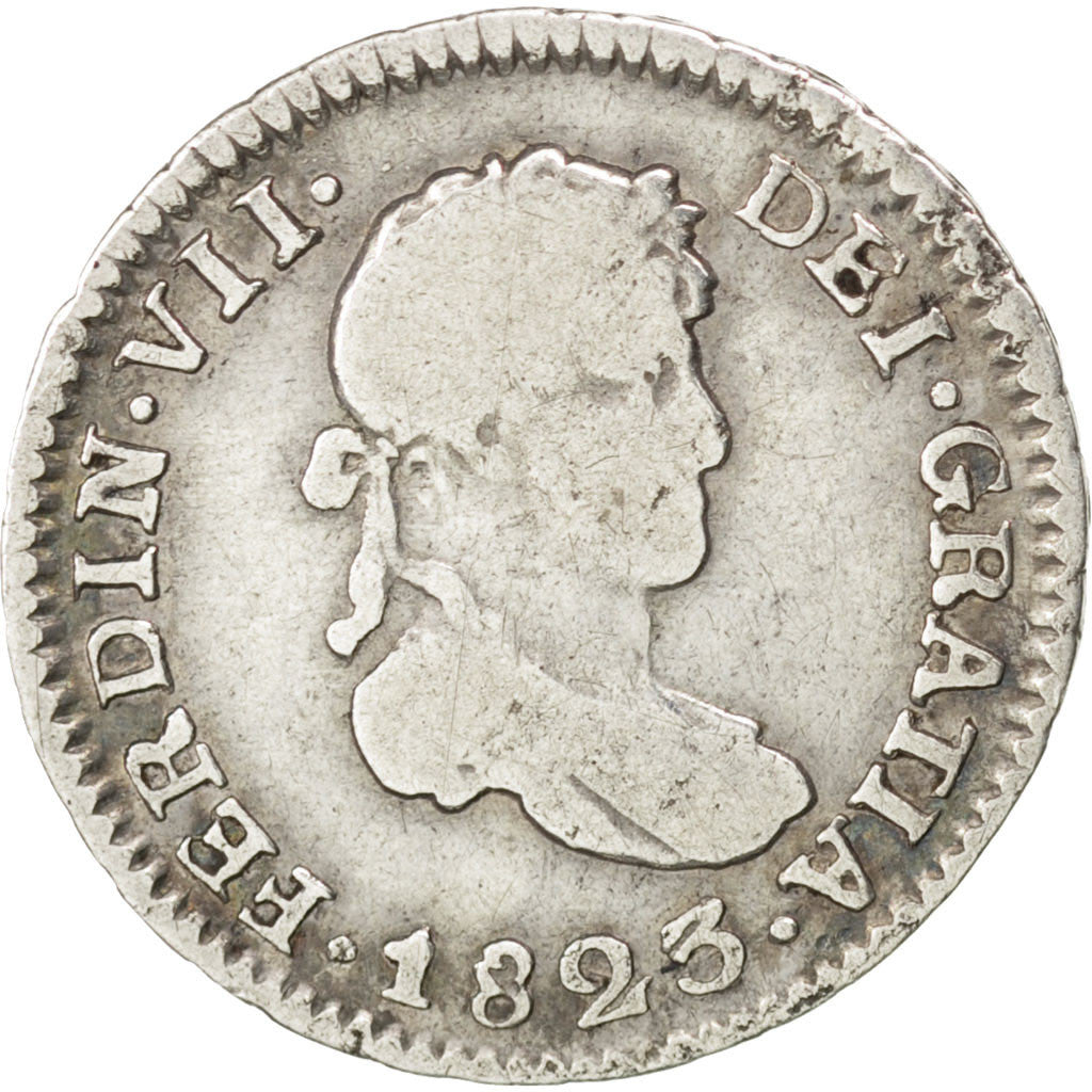 Coin, Bolivia, Ferdinand VII, 1/2 Réal, 1823, Potosi, VF(30-35), Silver, KM:90