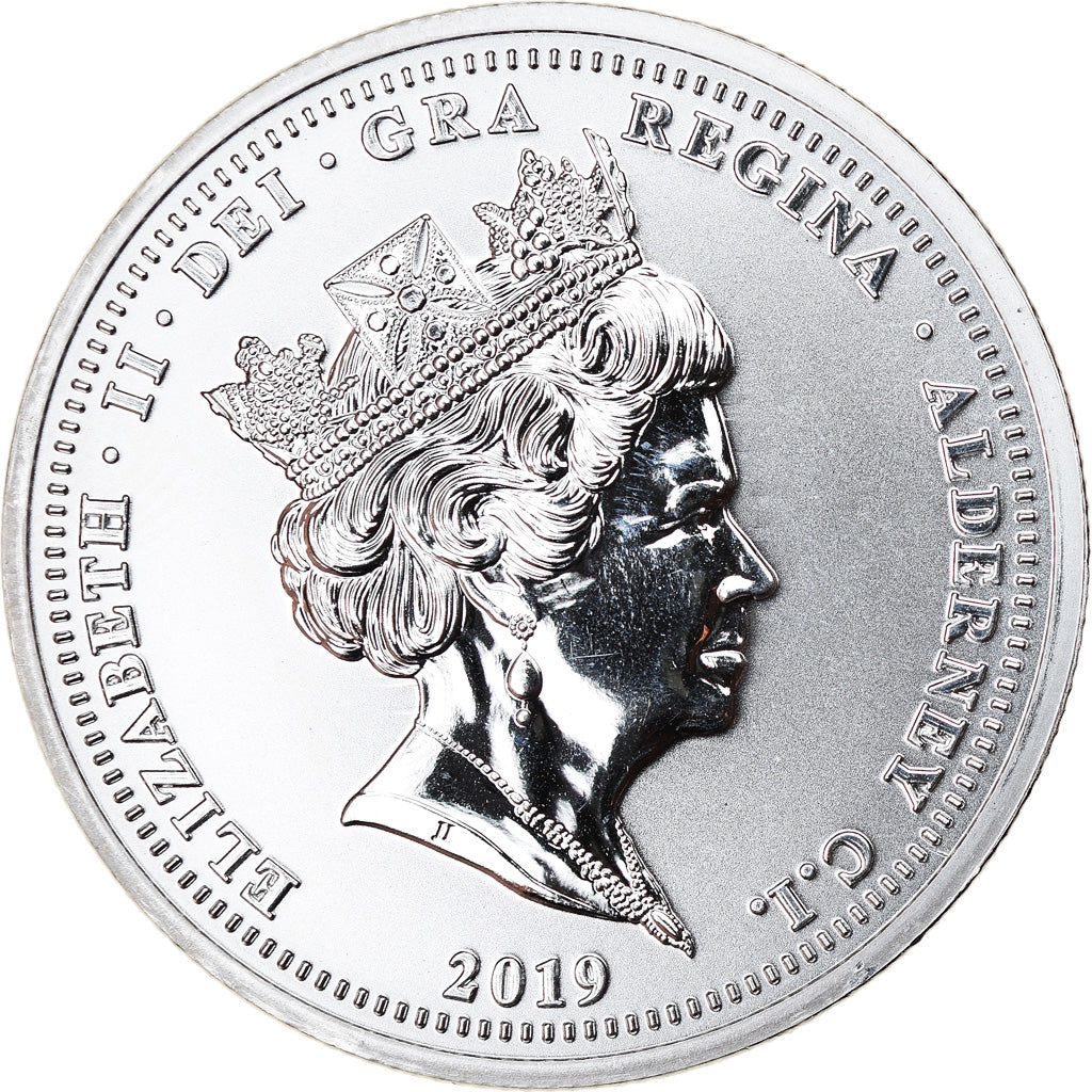 Coin, Alderney, Puffin, 5 Pounds, 2019, 1 Oz, MS(65-70), Silver