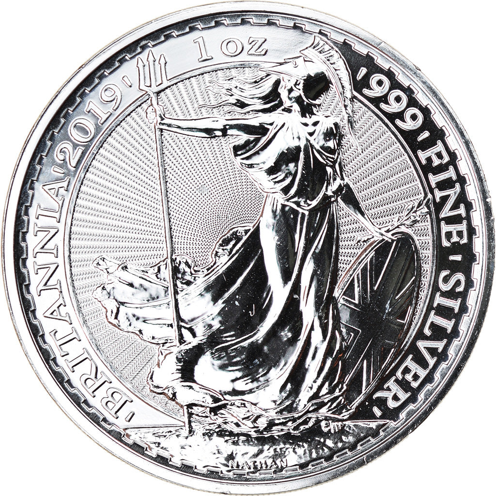 Coin, Great Britain, Britannia, 2 Pounds - 1 Oz, 2019, MS(65-70), Silver