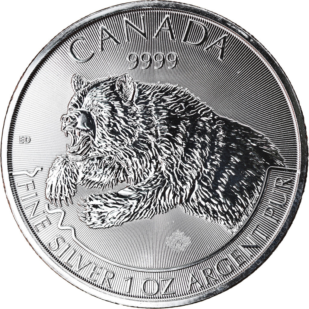 Coin, Canada, Grizzly, 5 Dollars, 2019, 1 Oz, MS(65-70), Silver
