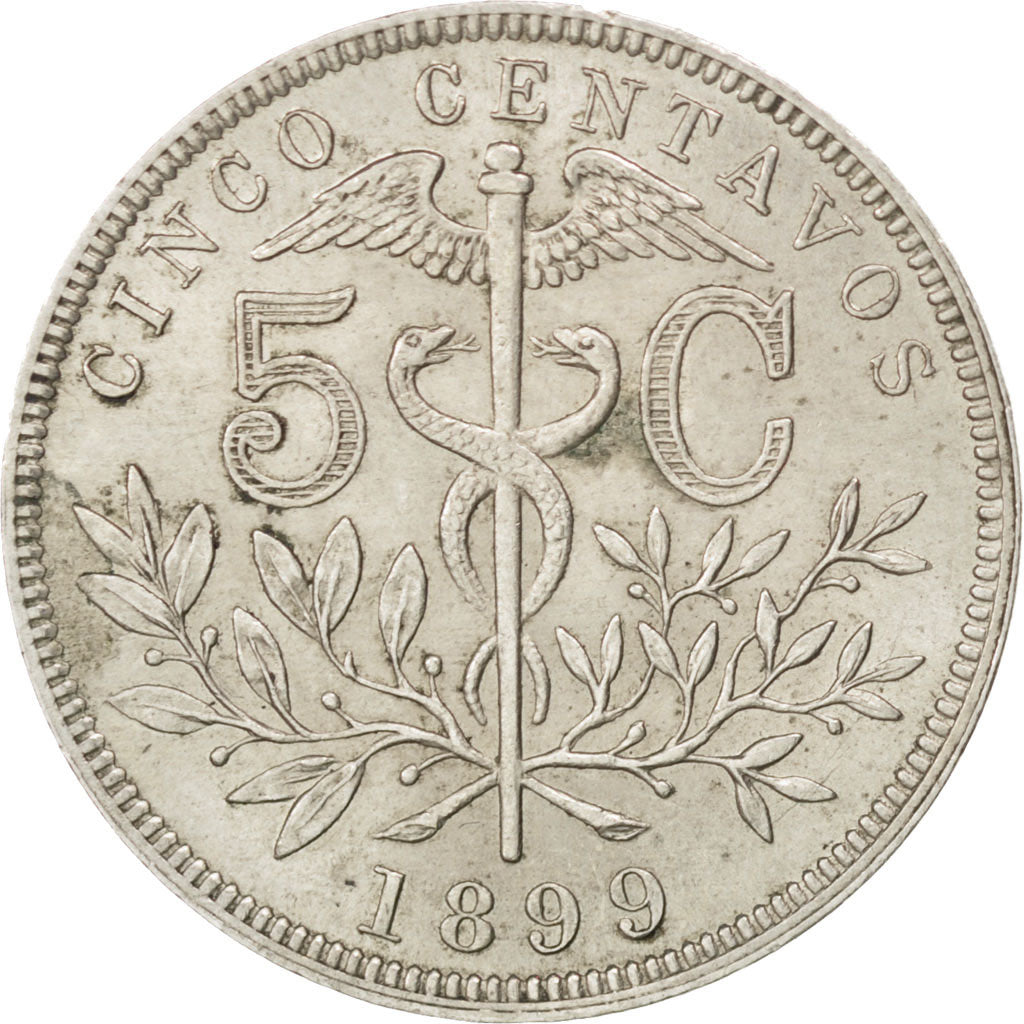 BOLIVIA, 5 Centavos, 1899, KM #173.1, MS(60-62), Copper-Nickel, 20.5, 2.58