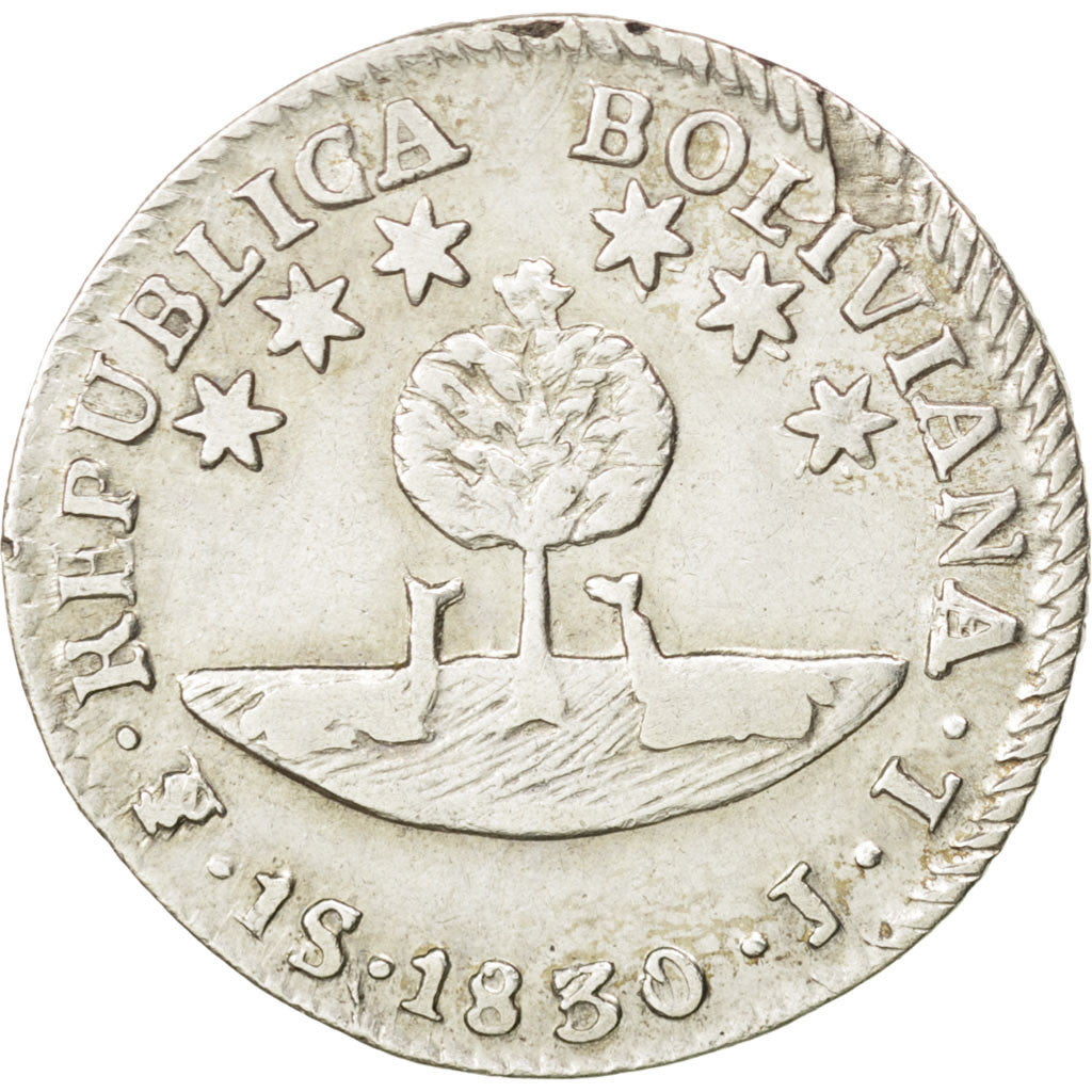 Moneda, Bolivia, Sol, 1830, Potosi, MBC, Plata, KM:94a