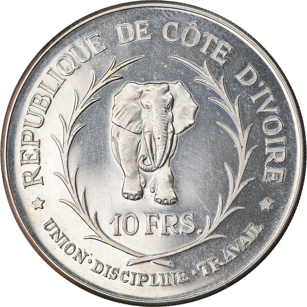 Moneda, Costa de Marfil, 10 Francs, 1966, SC, Plata, KM:1