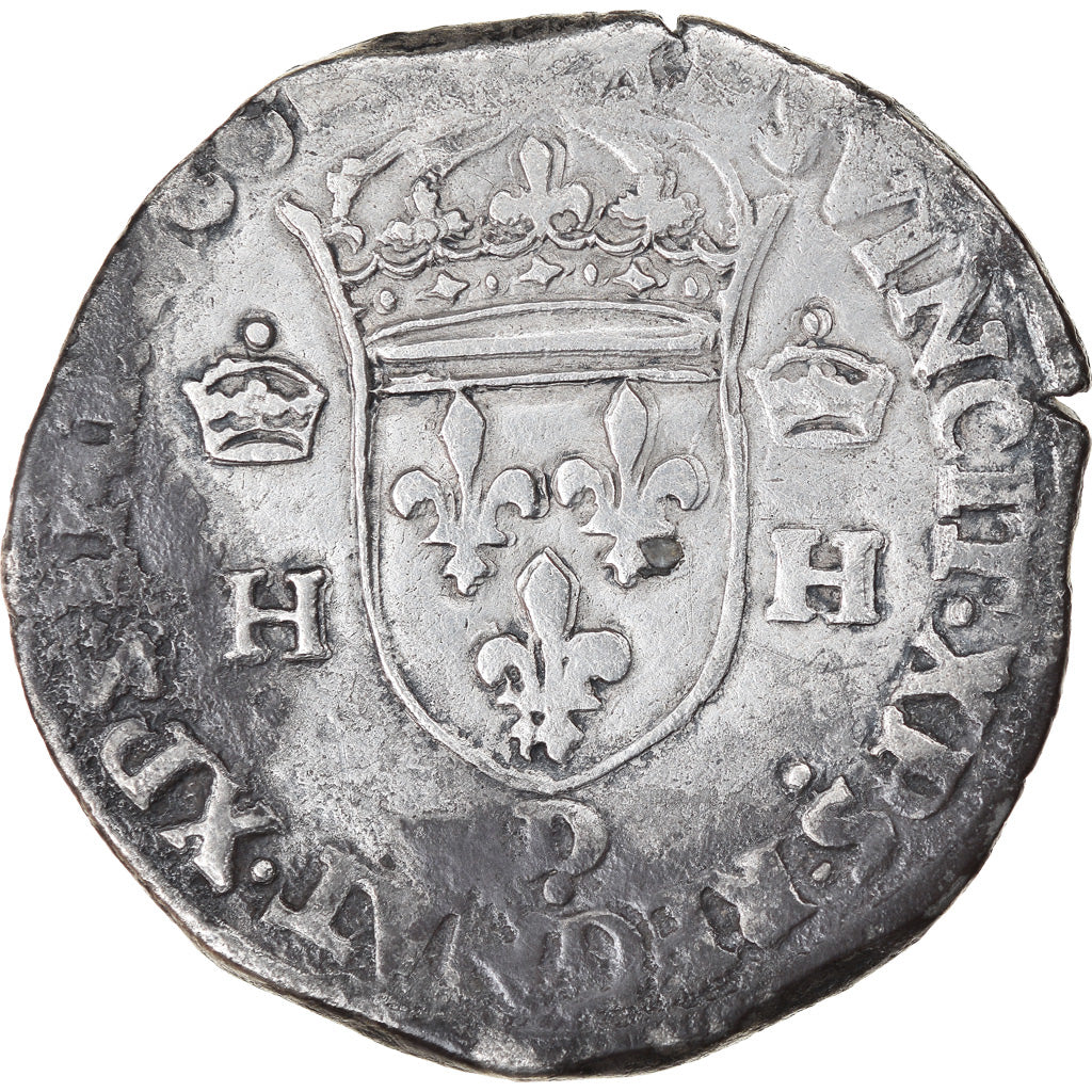 Moeda, França, François II, Teston, 1560, Lyon, VF(20-25), Prata, Sombart:4558