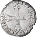 Moeda, França, Henri III, 1/4 Ecu, 1589, Nantes, VF(30-35), Prata, Sombart:4662
