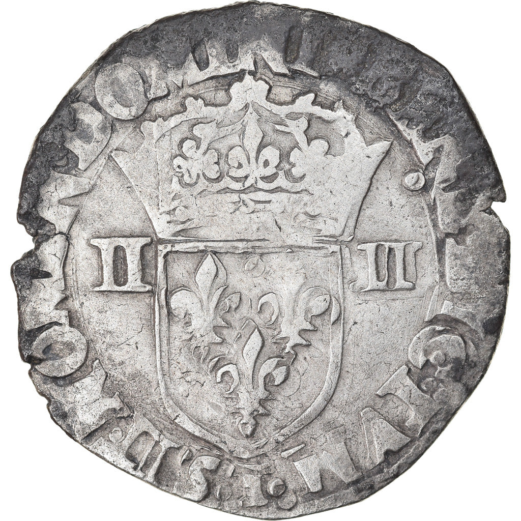 Moeda, França, Henri III, 1/4 Ecu, 1589, Nantes, VF(30-35), Prata, Sombart:4662