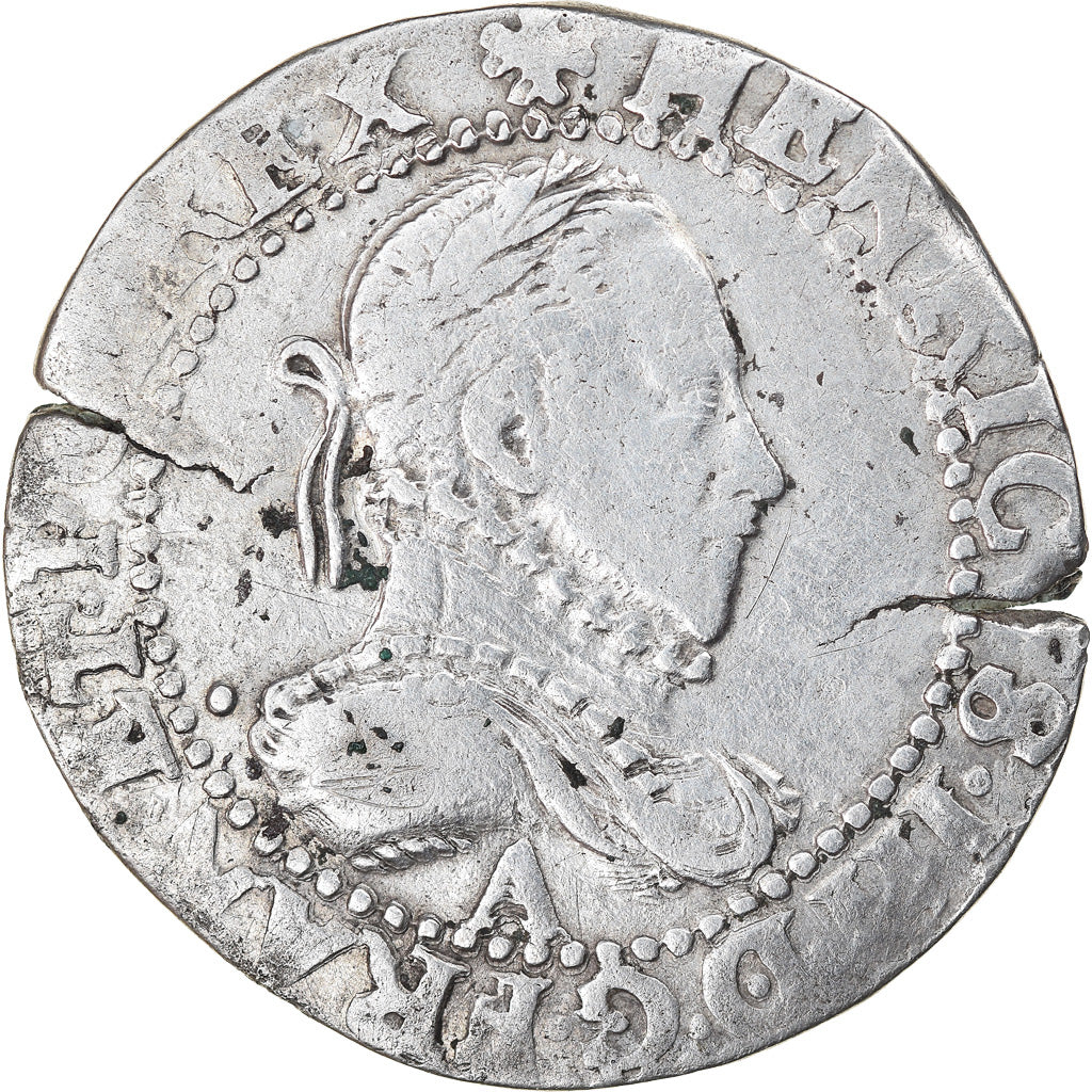 Coin, France, Henri III, Demi Franc, 1587, Paris, VF(30-35), Silver