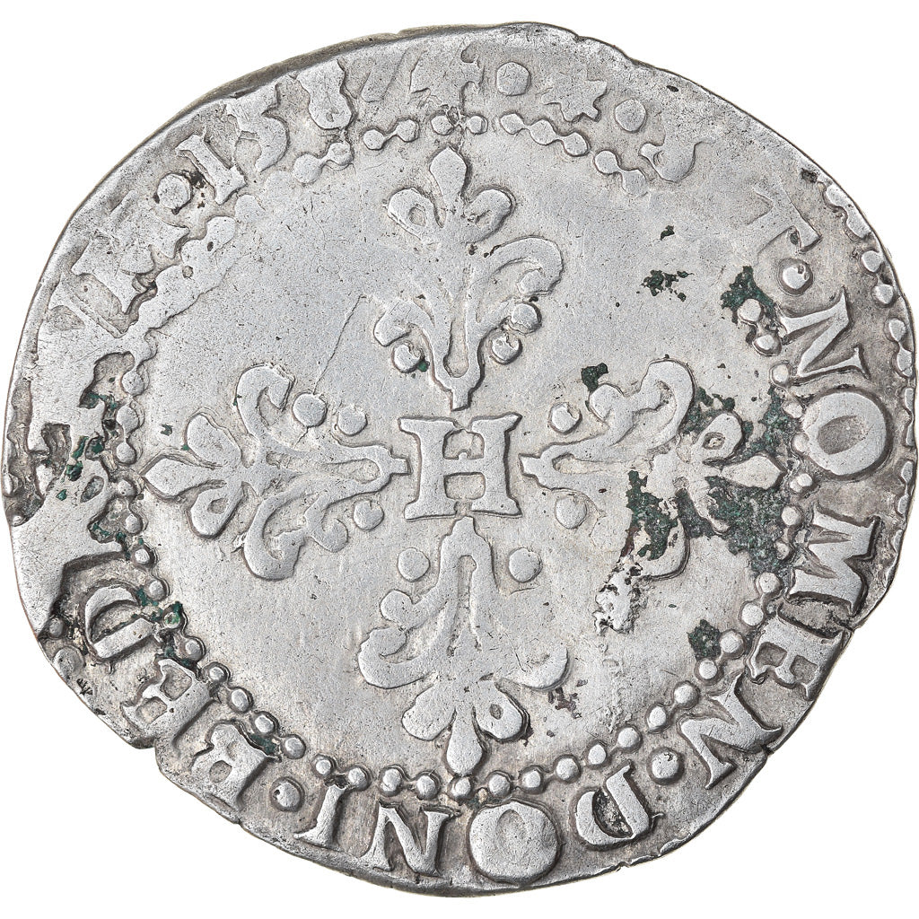 Moneda, Francia, Henri III, Demi Franc, 1587, Limoges, BC+, Plata, Sombart:4716