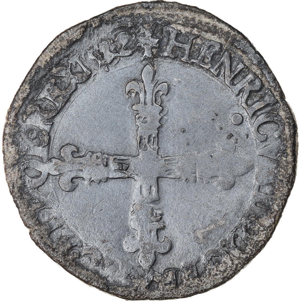 Coin, France, Henri III, 1/8 Ecu, 1582, Nantes, VF(20-25), Silver, Sombart:4664
