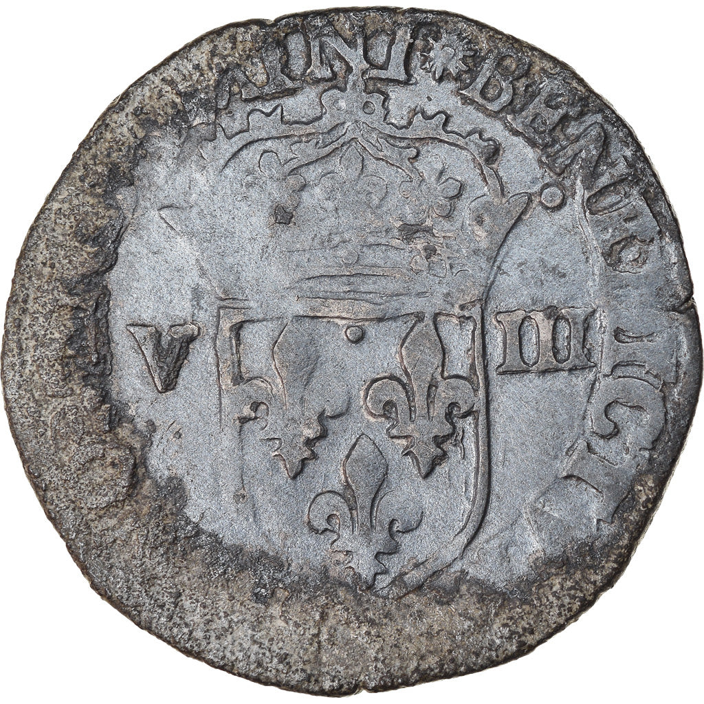 Coin, France, Henri III, 1/8 Ecu, 1582, Nantes, VF(20-25), Silver, Sombart:4664