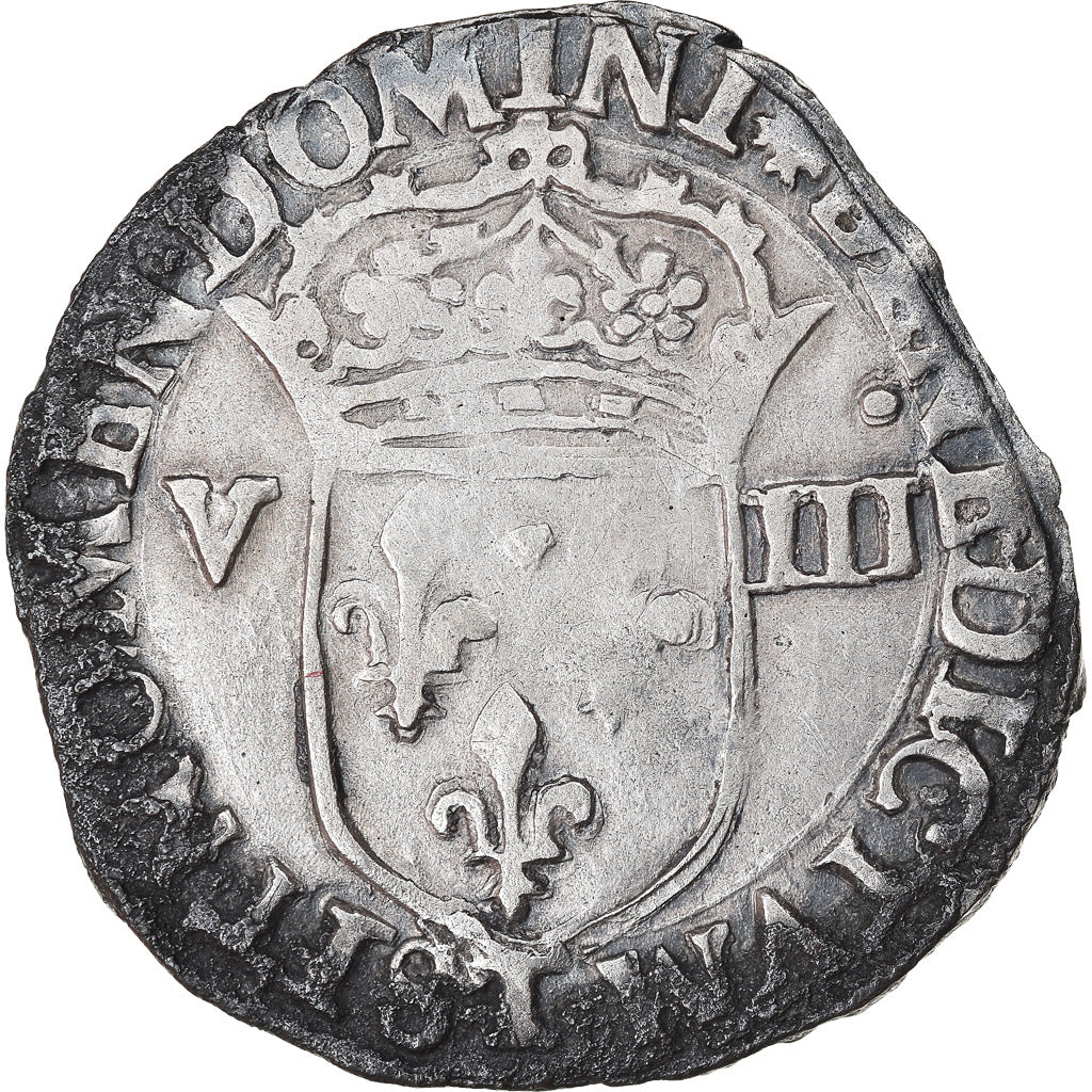 Moneta, Francia, Charles X, 1/8 Ecu, 1596, Nantes, Rare, BB, Argento